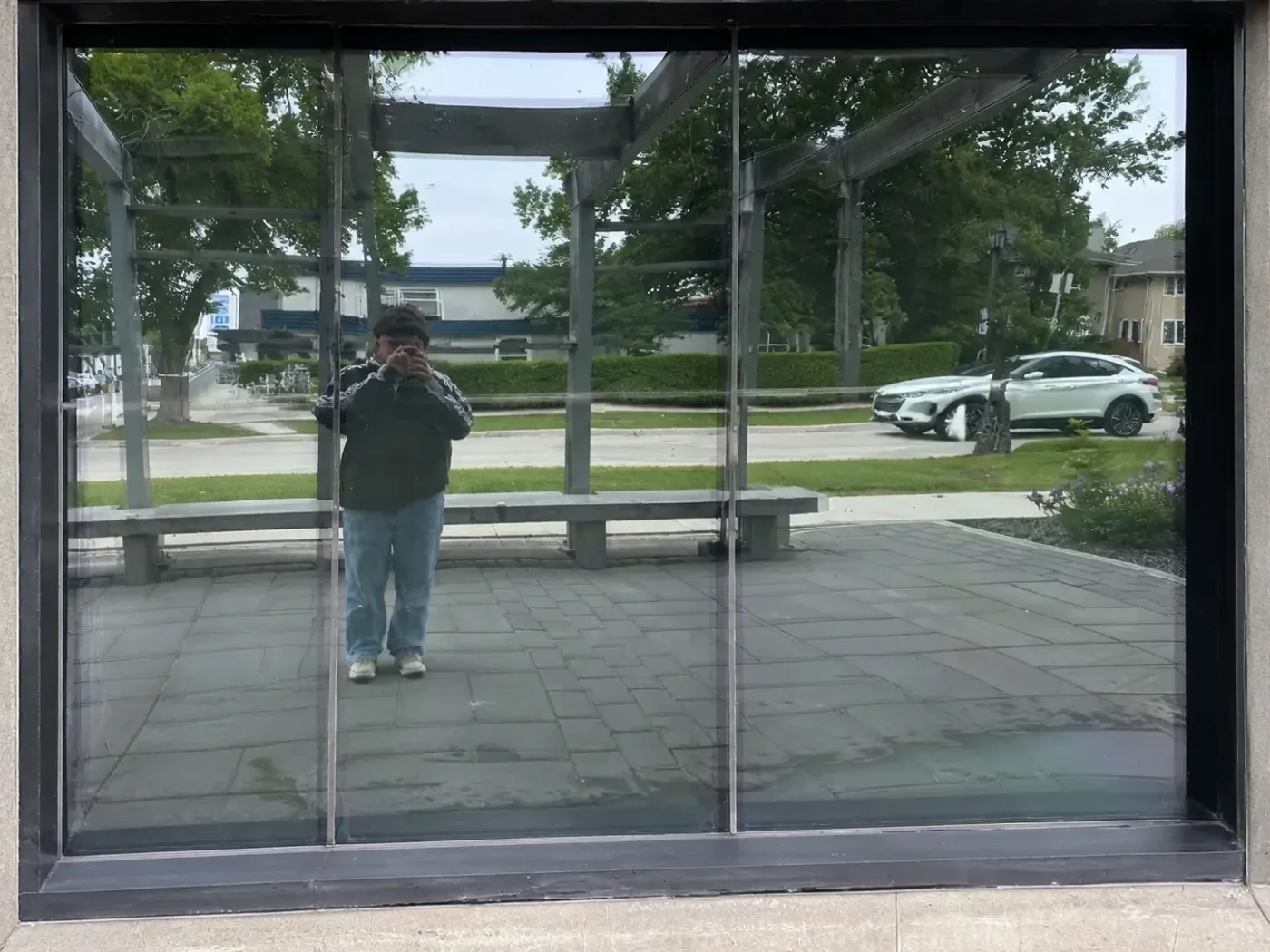 Freshly cleaned storefront glass on a local business