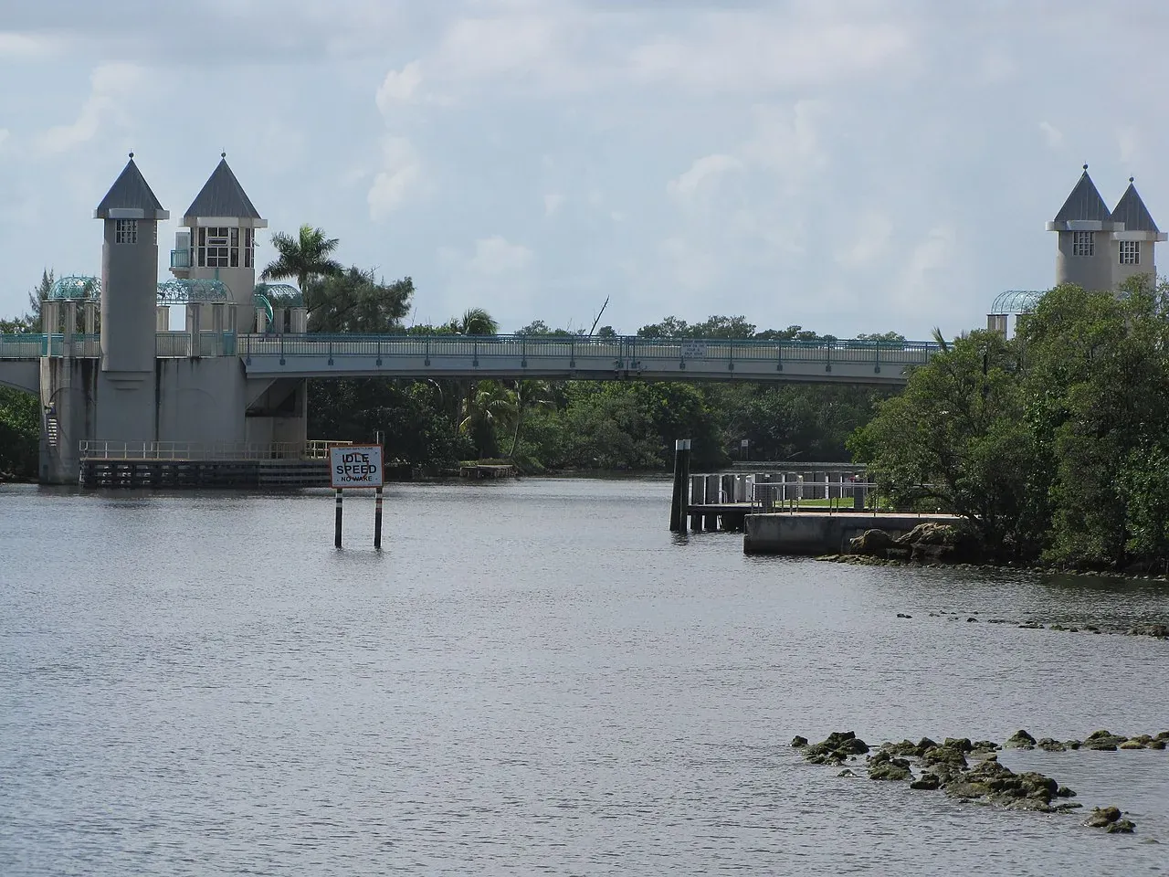 Twin-towered Ocean Avenue drawbridge over the Intracoastal, Boynton Beach