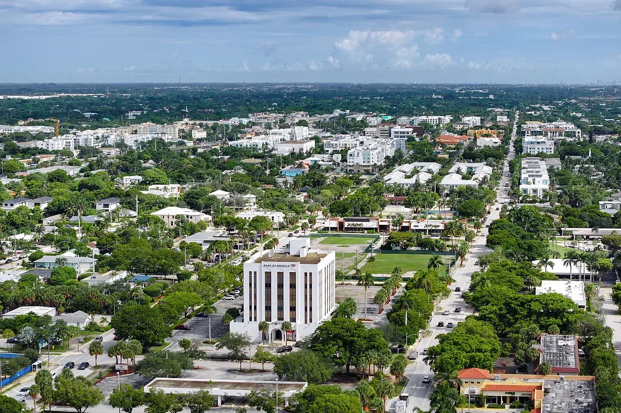 Aerial view of leafy downtown Delray Beach, Delray Beach
