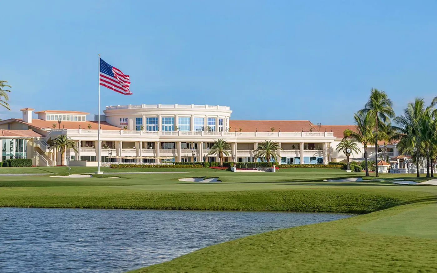 Trump National Doral clubhouse overlooking the Blue Monster golf course in Doral