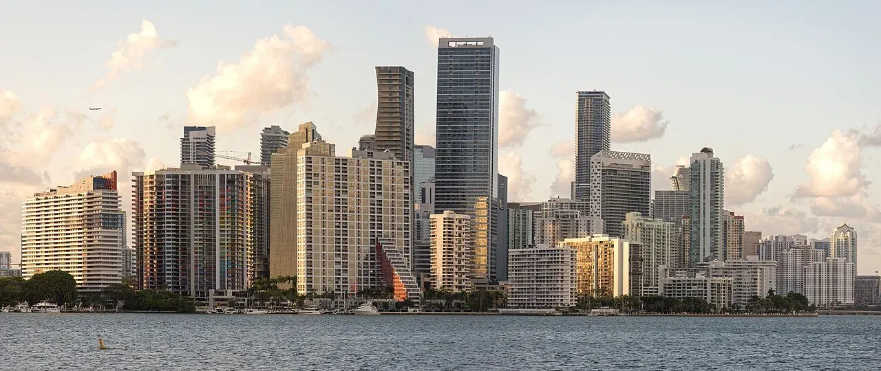 Brickell skyline panorama across Biscayne Bay, Miami