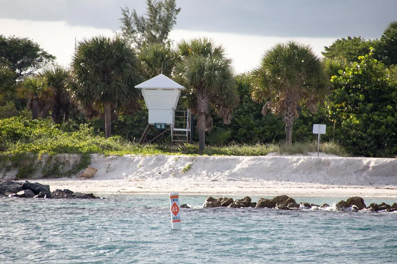 Lifeguard tower and beach at Peanut Island, Riviera Beach, Riviera Beach