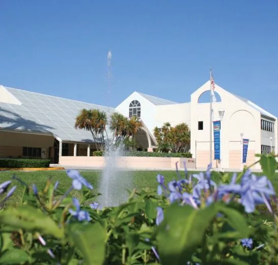 Tamarac City Hall with its fountain and landscaped civic plaza