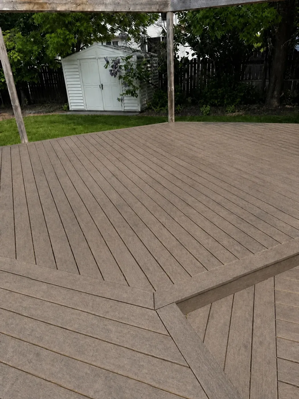 Composite deck boards, after cleaning