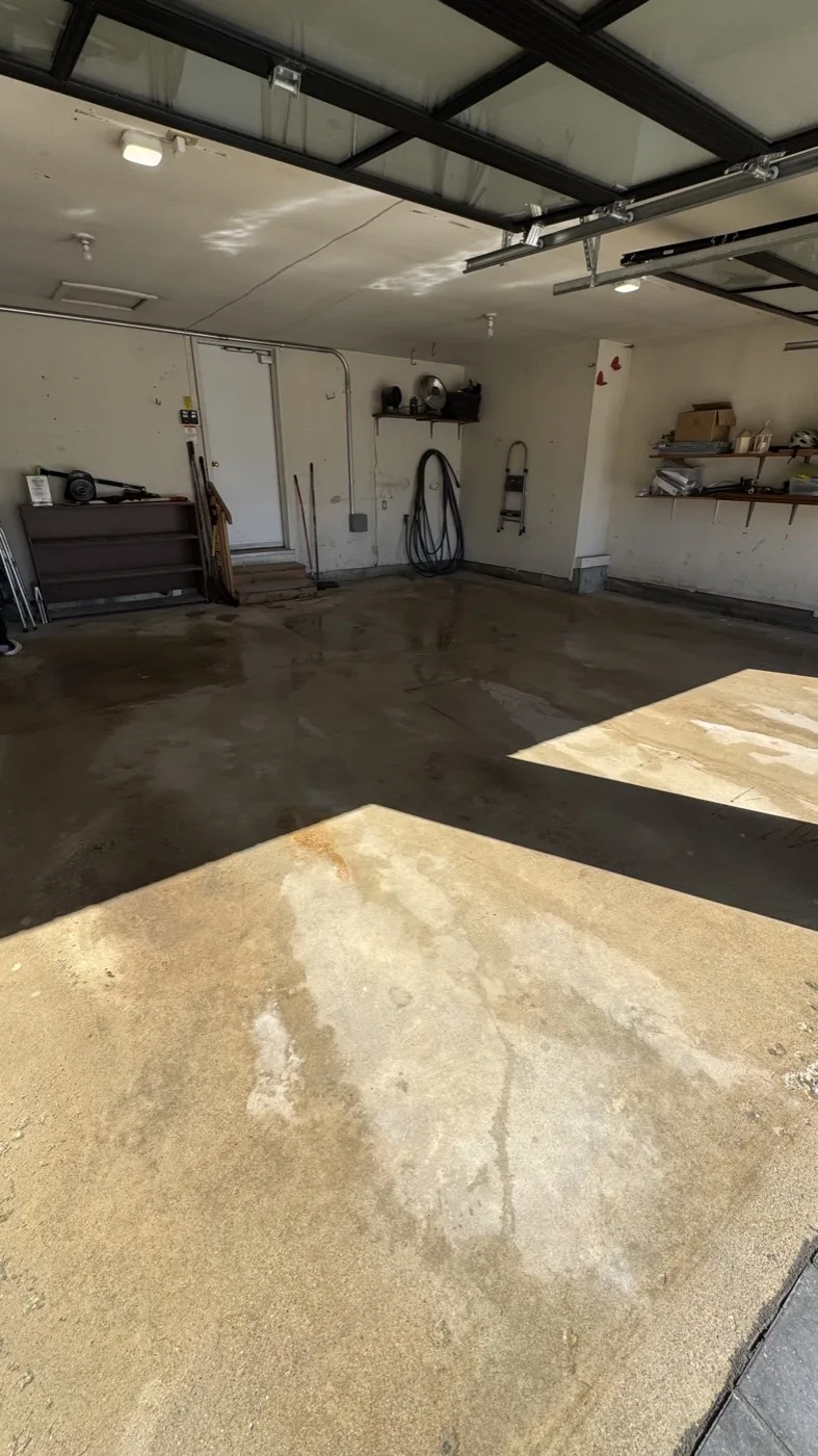 Residential garage floor, after cleaning