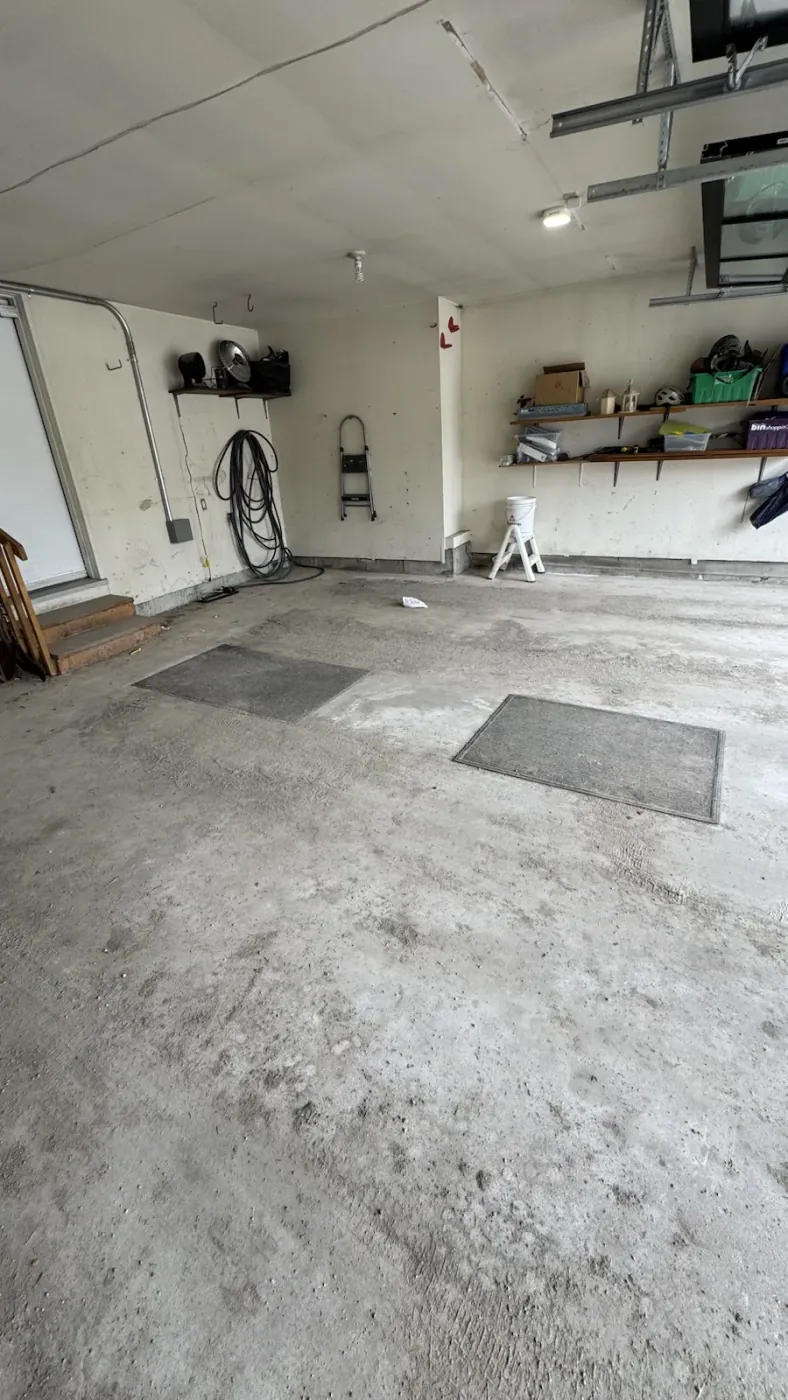 Residential garage floor, before cleaning