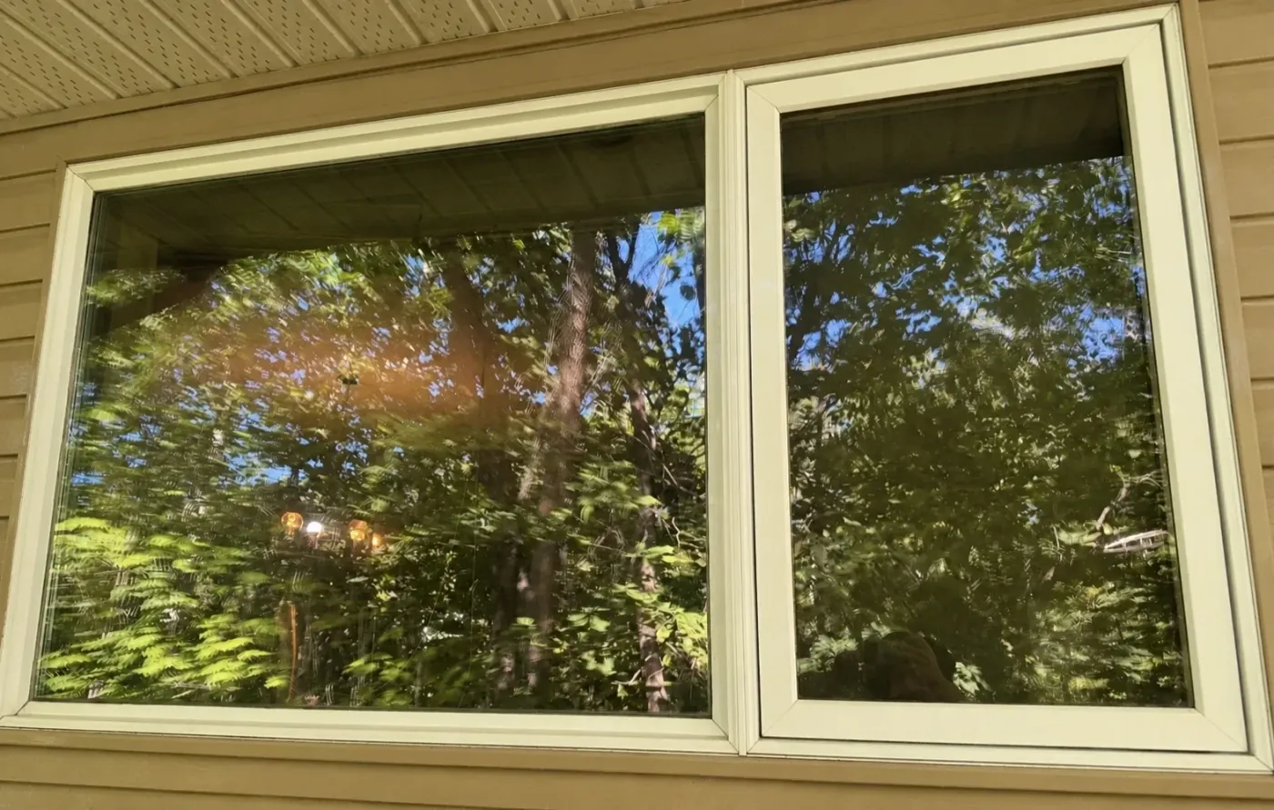 Wood-framed window, after cleaning